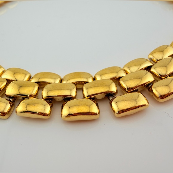 Heavy 124g Vintage AFJ Gold-Tone Panther Link Collar Necklace Bold Runway Choker - Picture 8 of 12